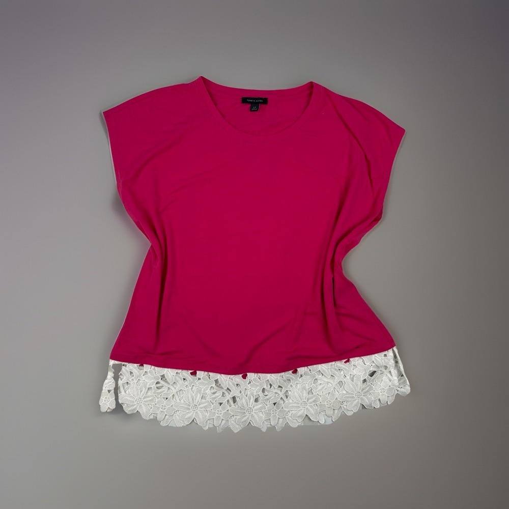 Coquette Lace Hem Pink Top Preppy Feminine Capsule Tommy Hilfiger